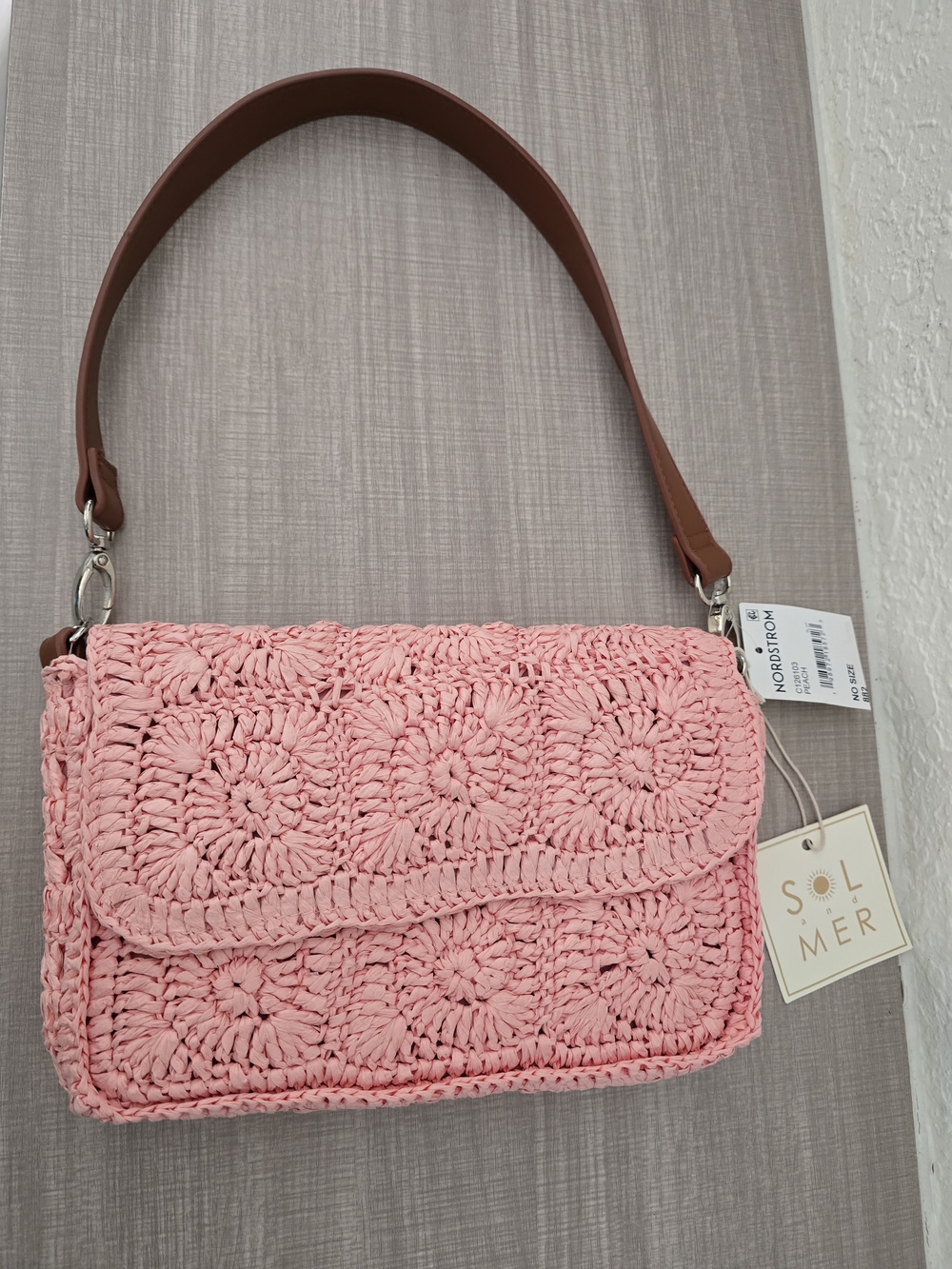🌸 Brand New With Tags! Sol & Mer Woven Raffia Crochet Flap Bag 🌸
